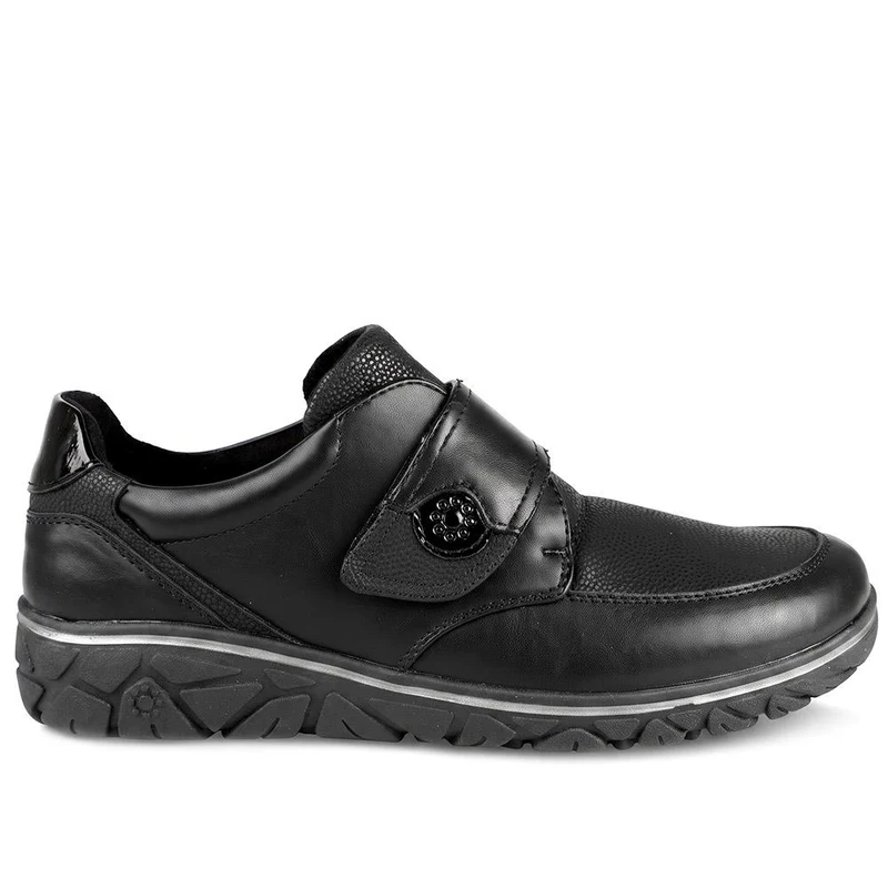 Relife Wide Fit Touch Fasten Monk Shoes - RELIF44002 / 329 663 - Black