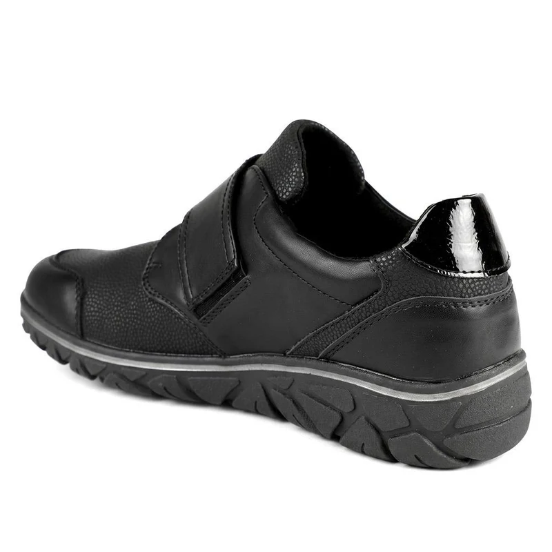 Relife Wide Fit Touch Fasten Monk Shoes - RELIF44002 / 329 663 - Black