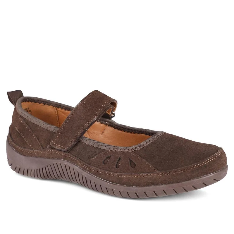 Leather Adjustable Fasten Mary Janes - BRK44003 / 329 757 - Chocolate Suede