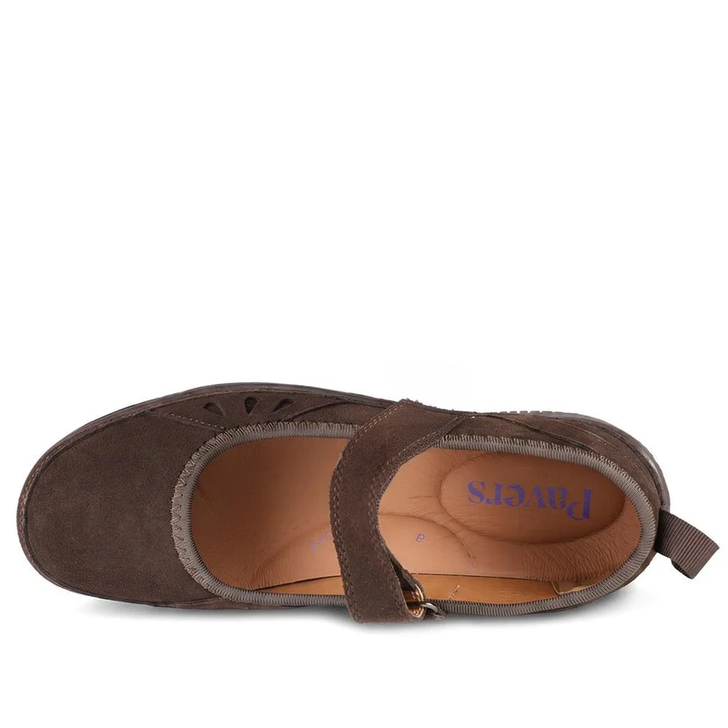 Leather Adjustable Fasten Mary Janes - BRK44003 / 329 757 - Chocolate Suede