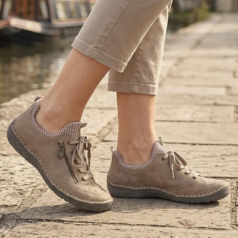 Rieker Easy Fitting Lace Up Trainers - RKR43590 / 329 728 - Beige