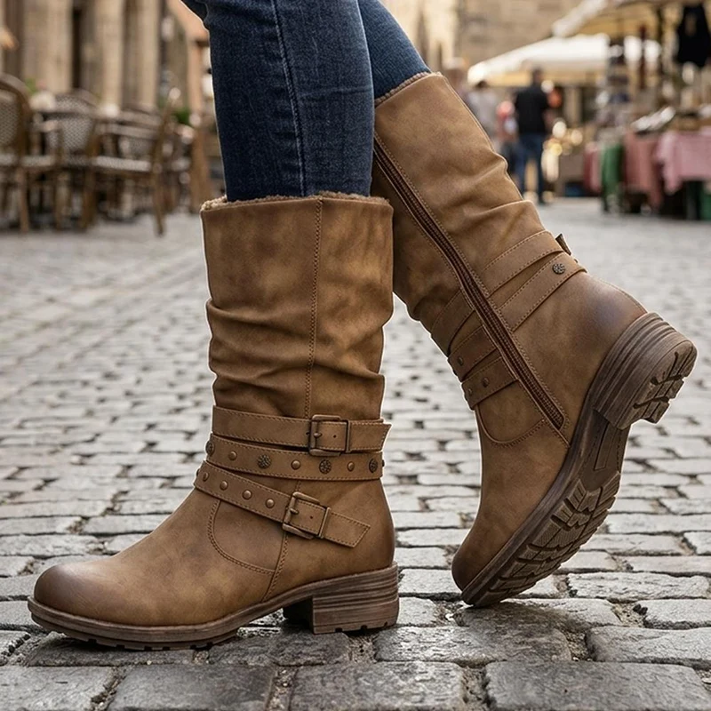 Wide Fit Slouch Calf Length Boots - WOIL44040 / 329 801 - Camel