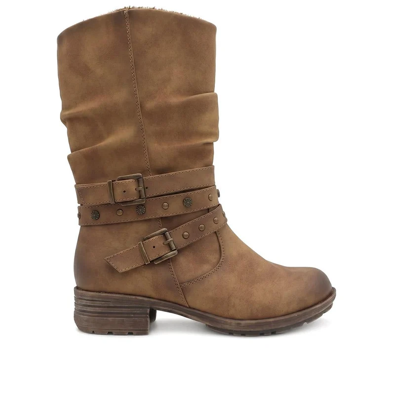 Wide Fit Slouch Calf Length Boots - WOIL44040 / 329 801 - Camel