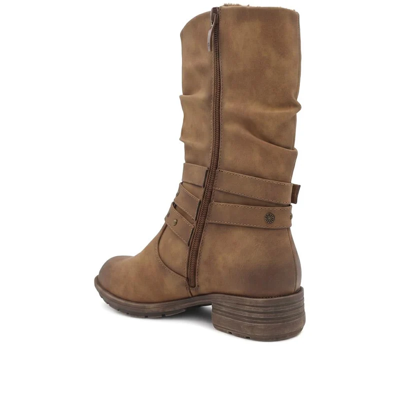 Wide Fit Slouch Calf Length Boots - WOIL44040 / 329 801 - Camel