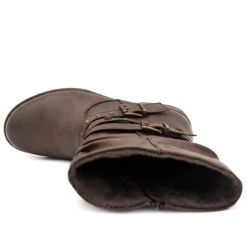 Wide Fit Slouch Calf Length Boots - WOIL44040 / 329 801 - Chocolate