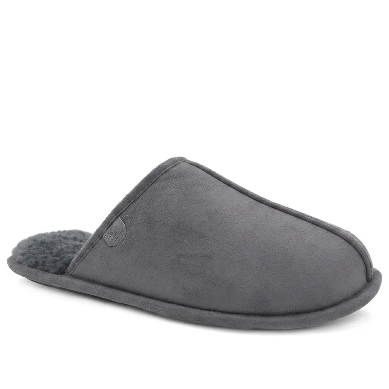Wide Fit Luxury Mule Slippers - QING44013 / 330 360 - Grey