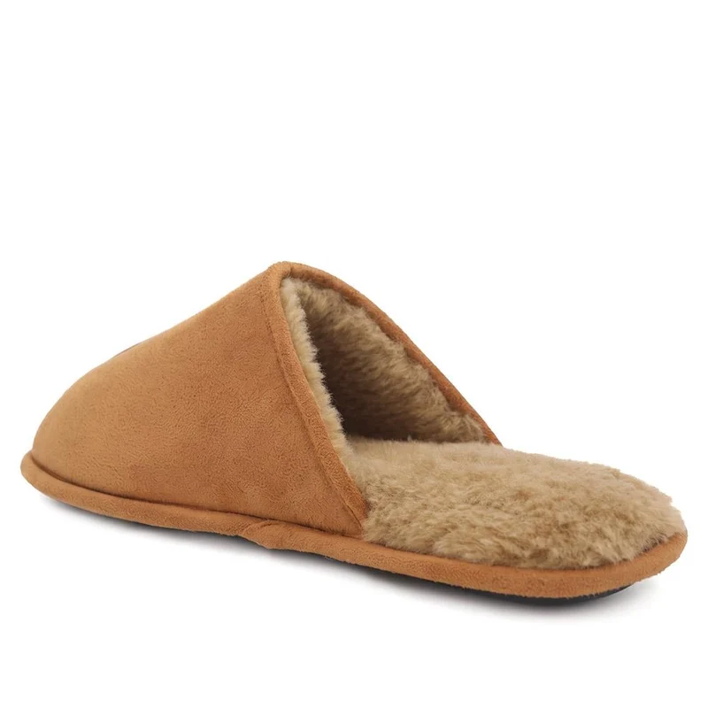 Wide Fit Luxury Mule Slippers - QING44013 / 330 360 - Tan