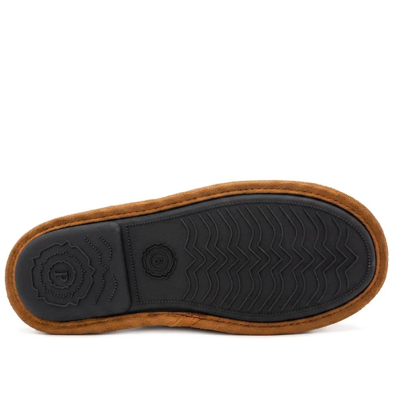Wide Fit Luxury Mule Slippers - QING44013 / 330 360 - Tan