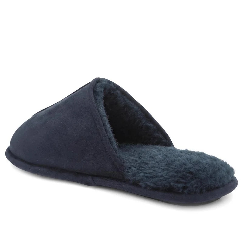 Wide Fit Luxury Mule Slippers - QING44013 / 330 360 - Navy