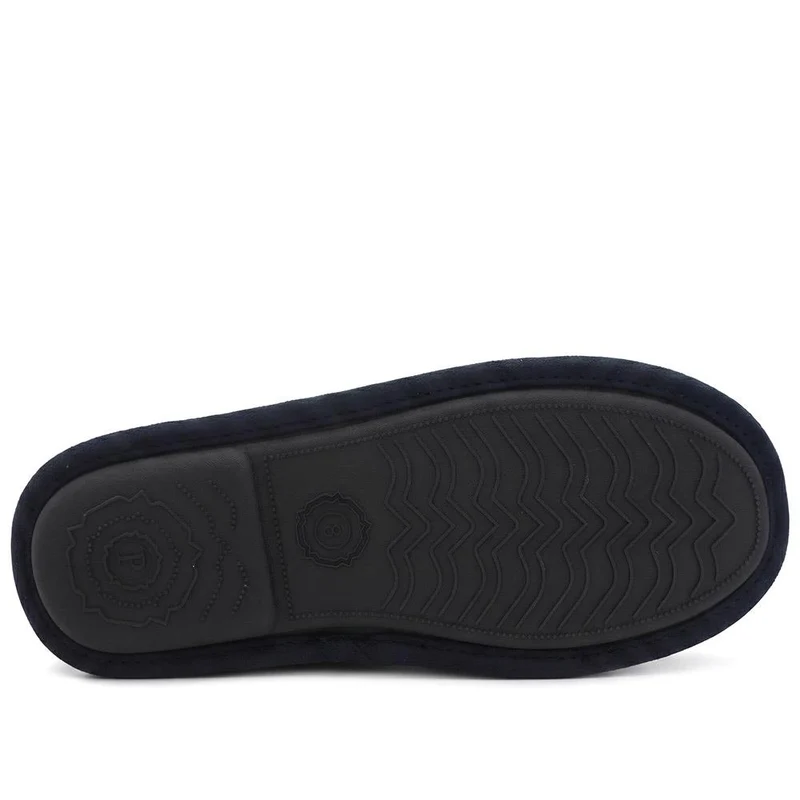 Wide Fit Luxury Mule Slippers - QING44013 / 330 360 - Navy