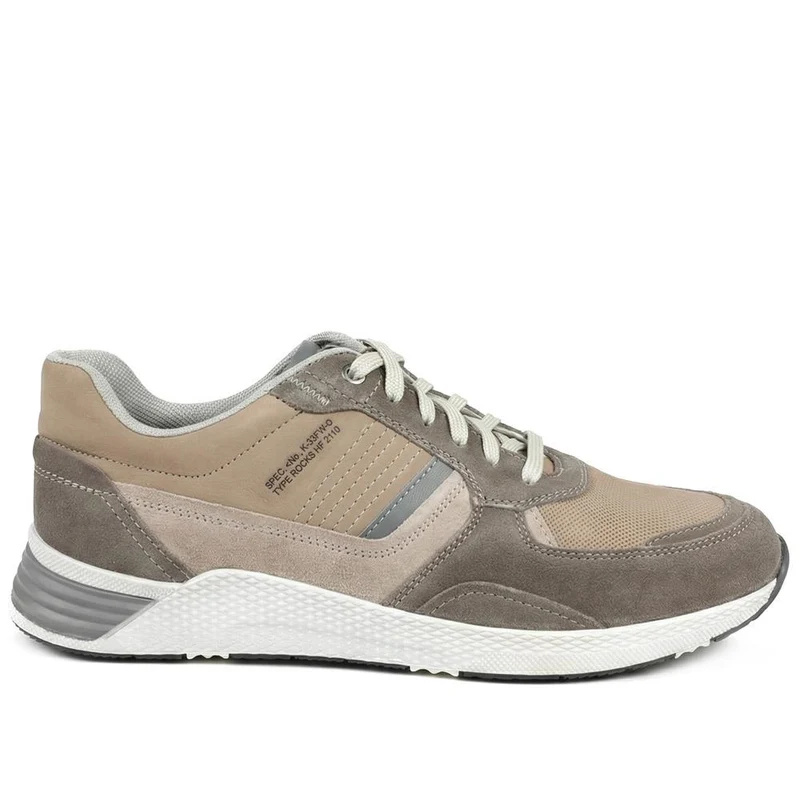 Padders Leather Lace Up Trainers - PADPARK43505 / 328 922 - Sand