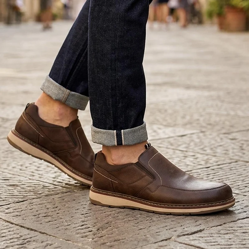 Casual Laceless Slip On Shoes - XINGH44009 / 330 038 - Brown