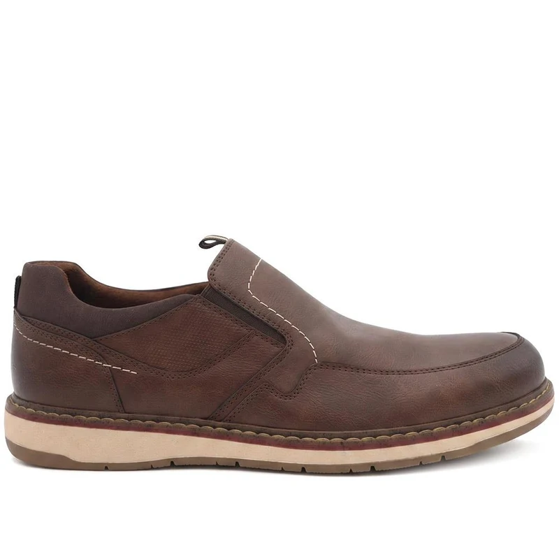 Casual Laceless Slip On Shoes - XINGH44009 / 330 038 - Brown