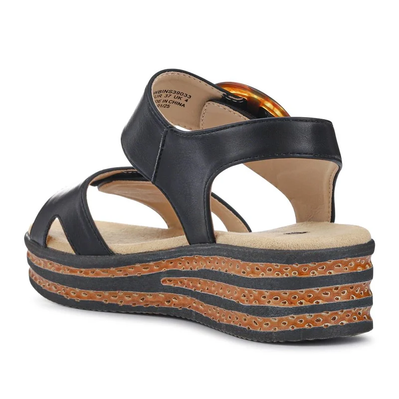 Touch Fasten Wedge Sandals - WBINS39033 / 325 232 - Black