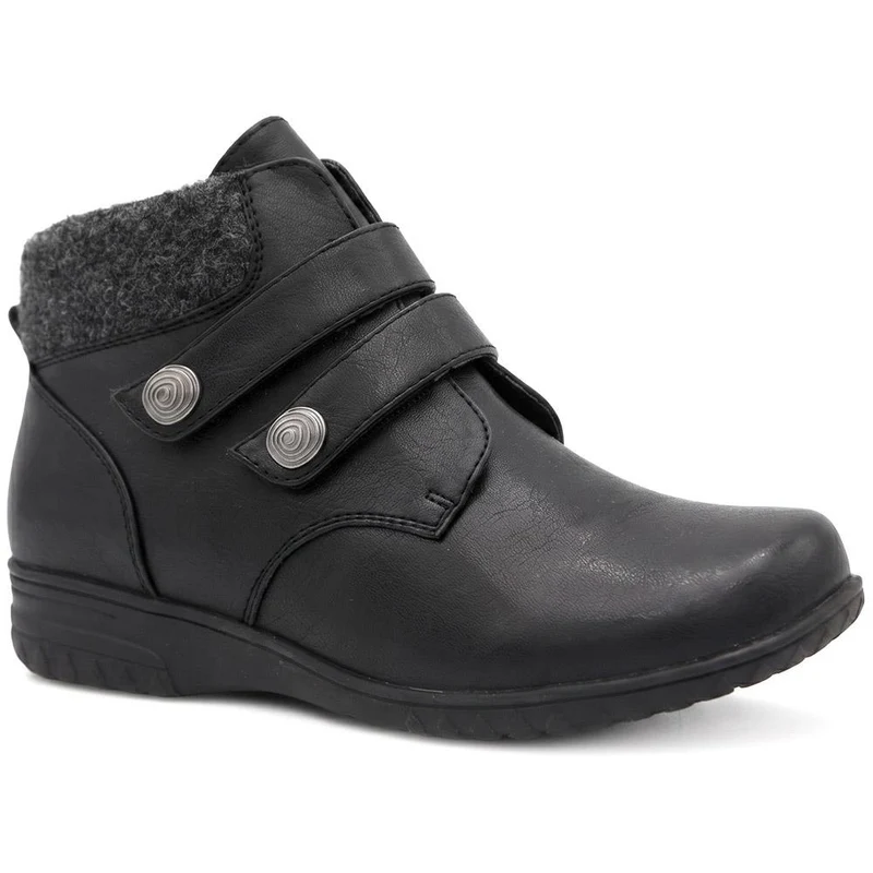 Dual Adjustable Fasten Ankle Boots - WBINS44067 / 329 963 - Black
