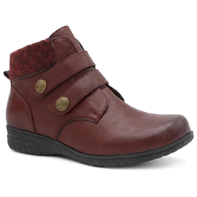 Dual Adjustable Fasten Ankle Boots - WBINS44067 / 329 963 - Burgundy