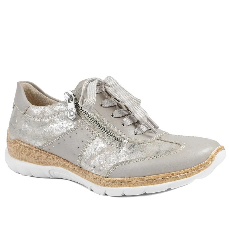 Rieker Memory Foam Zip & Lace Shoes - RKR43589 / 329 539 - Beige