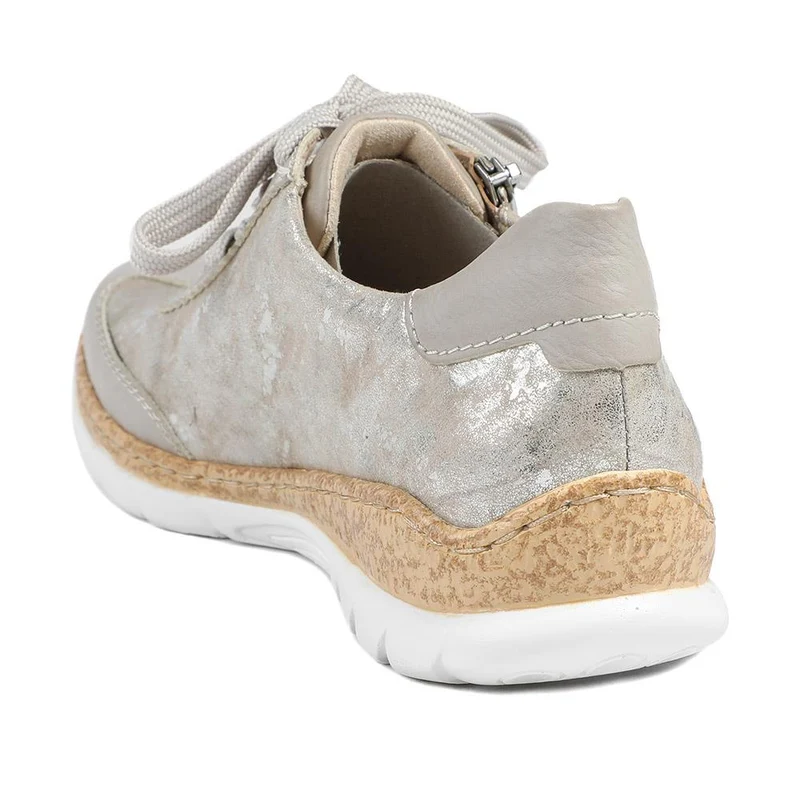 Rieker Memory Foam Zip & Lace Shoes - RKR43589 / 329 539 - Beige