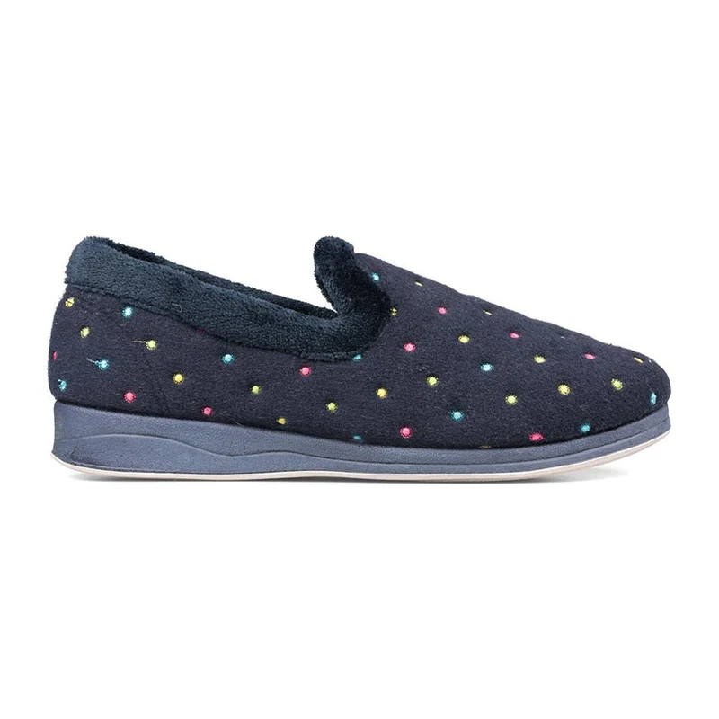 Padders Ladies Slippers 2E Fit Vulcanised - REPOSE - Repose / null - Navy Woven Spot