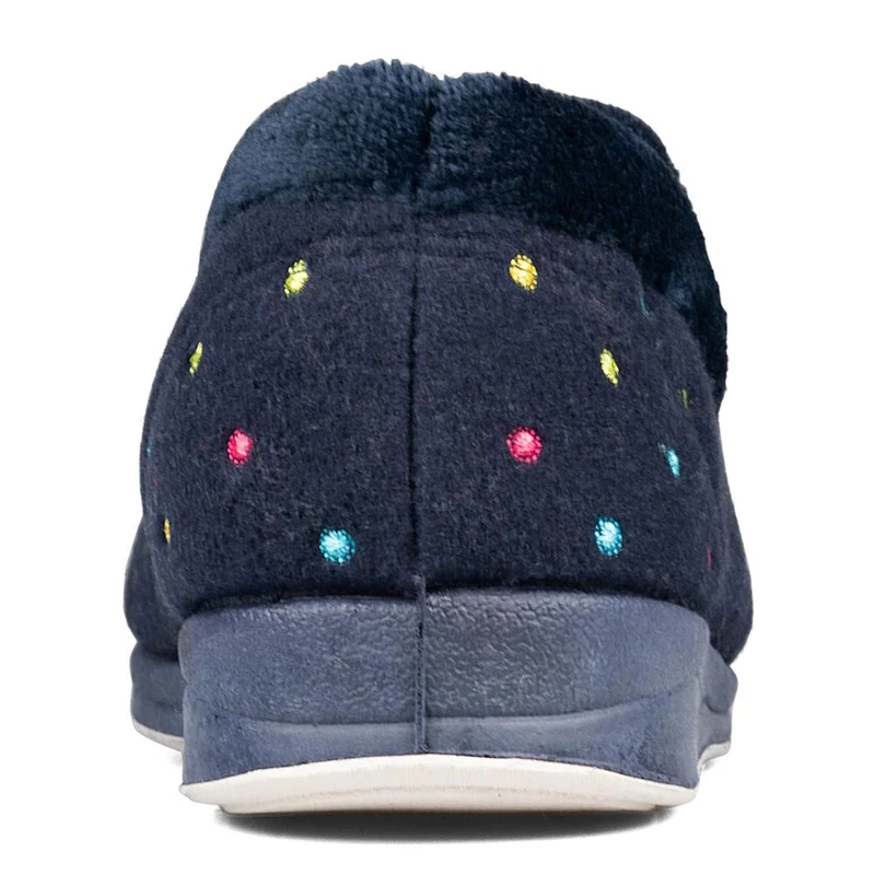 Padders Ladies Slippers 2E Fit Vulcanised - REPOSE - Repose / null - Navy Woven Spot