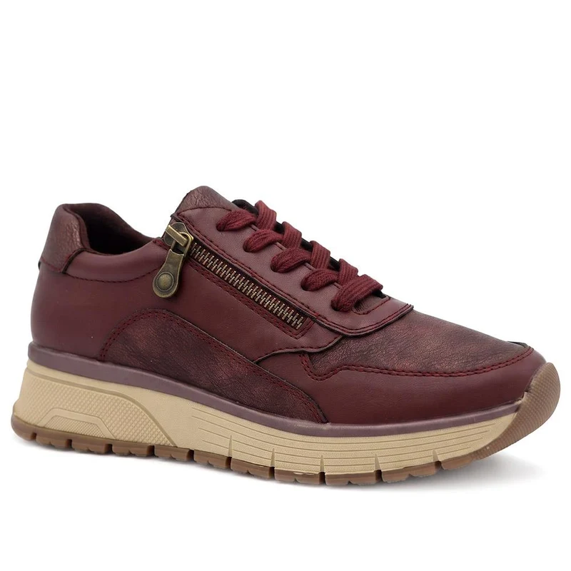 Cushioned Zip & Lace Trainers - WBINS44039 / 329 598 - Burgundy