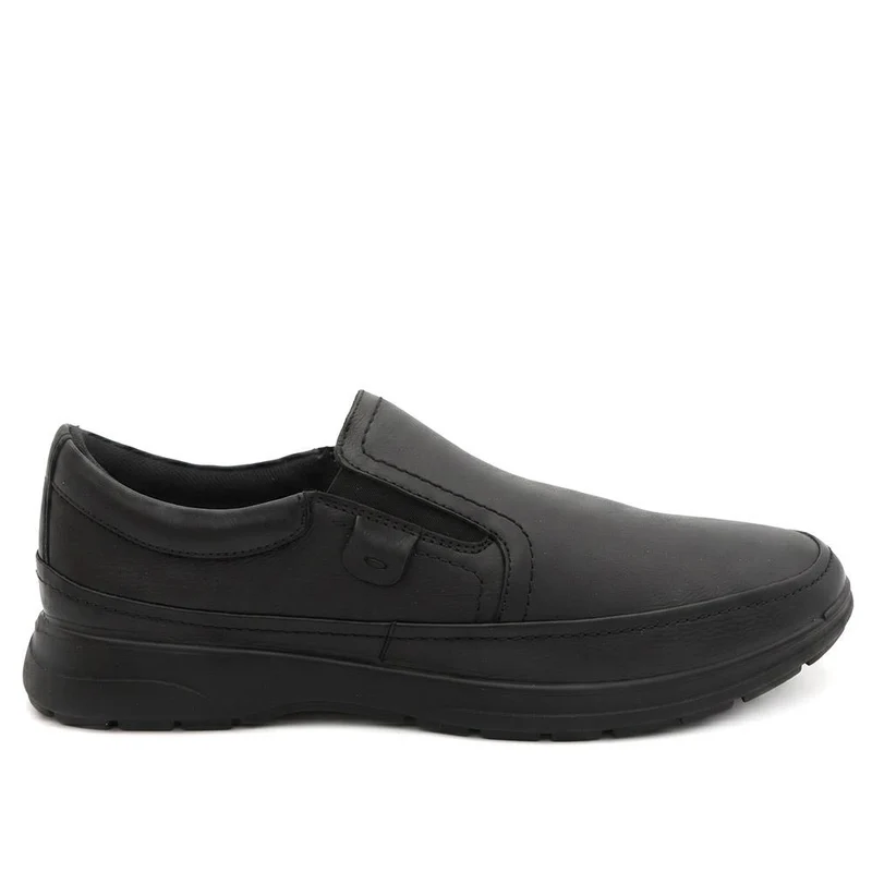 Wide Fit Leather Elastic Fit Slip On Shoes - PADDDIN44007 / 330 099 - Black