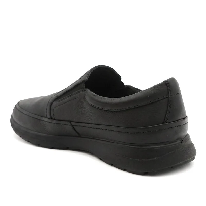 Wide Fit Leather Elastic Fit Slip On Shoes - PADDDIN44007 / 330 099 - Black