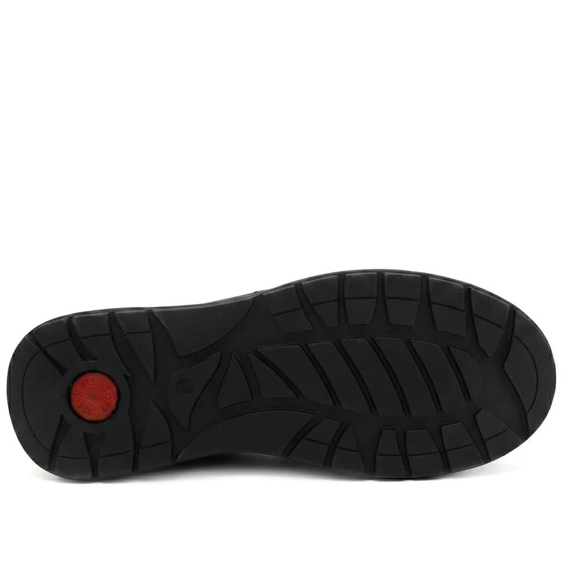 Wide Fit Leather Elastic Fit Slip On Shoes - PADDDIN44007 / 330 099 - Black