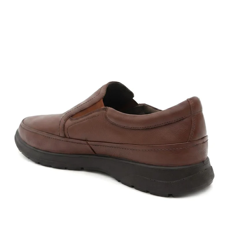 Wide Fit Leather Elastic Fit Slip On Shoes - PADDDIN44007 / 330 099 - Brown