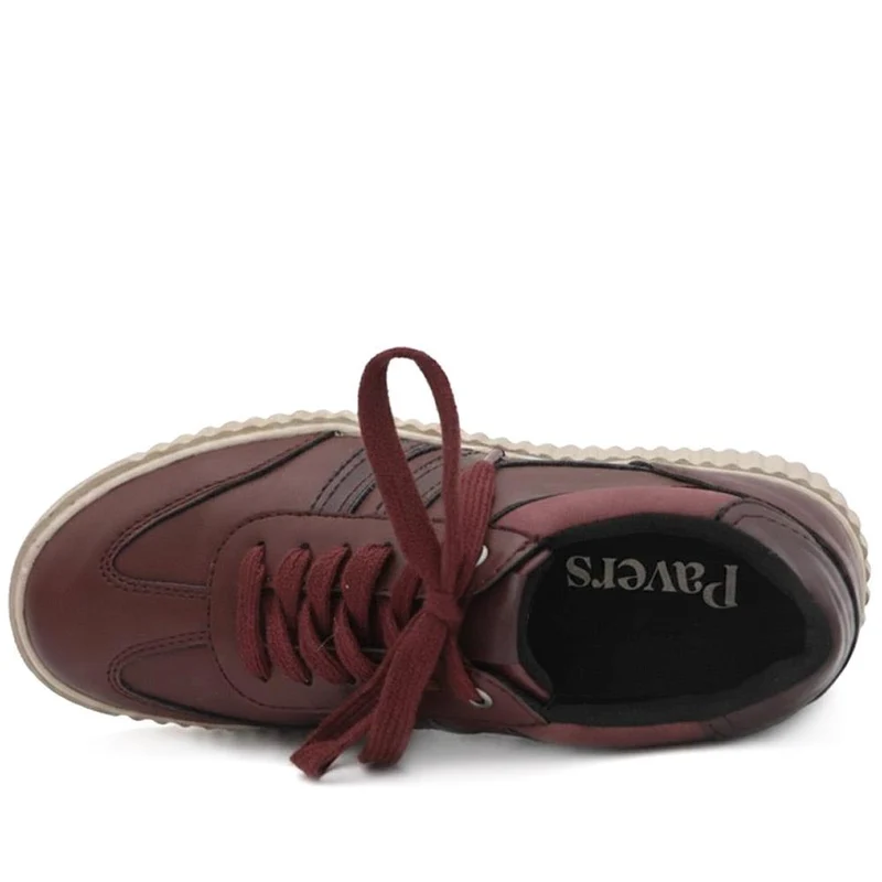 Bellissimo Chunky Lace Wedge Trainers - BELWBIN44093 / 330 234 - Burgundy