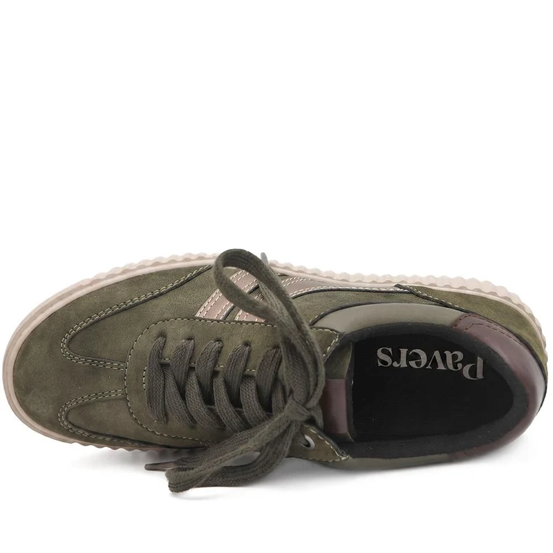 Bellissimo Chunky Lace Wedge Trainers - BELWBIN44093 / 330 234 - Olive