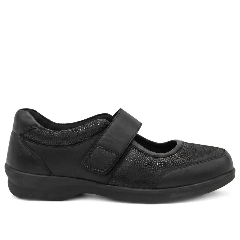 EasyFit Extra Wide Leather Adjustable Mary Janes - ARLEN / 330 252 - Black