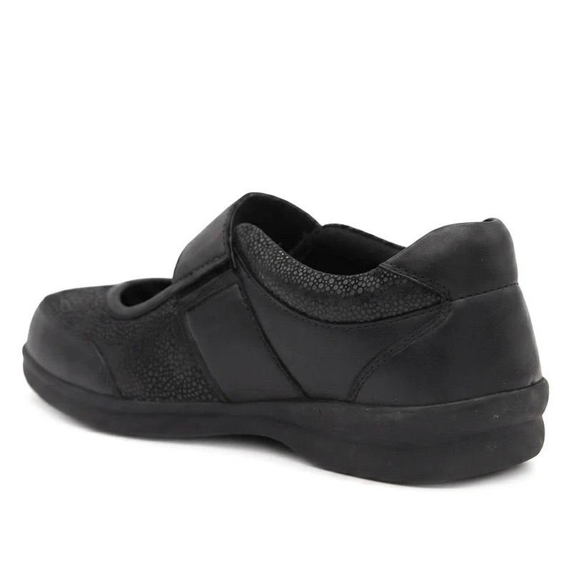 EasyFit Extra Wide Leather Adjustable Mary Janes - ARLEN / 330 252 - Black