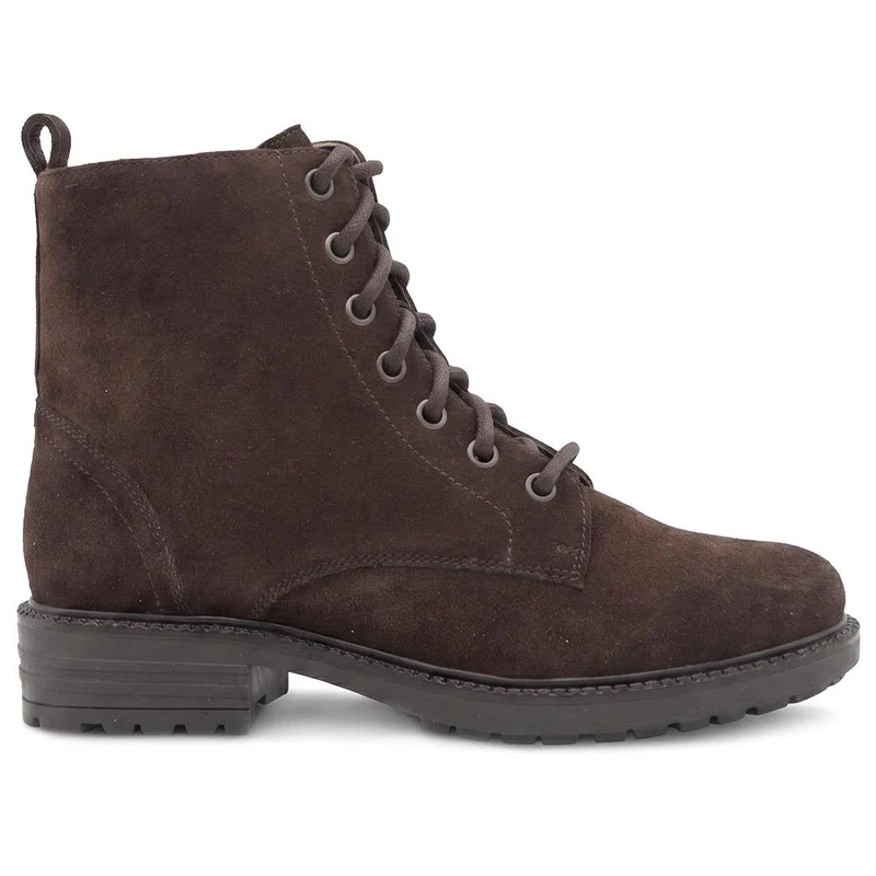 Leather Lace & Zip Ankle Boots - MINTL44007 / 330 079 - Chocolate Suede