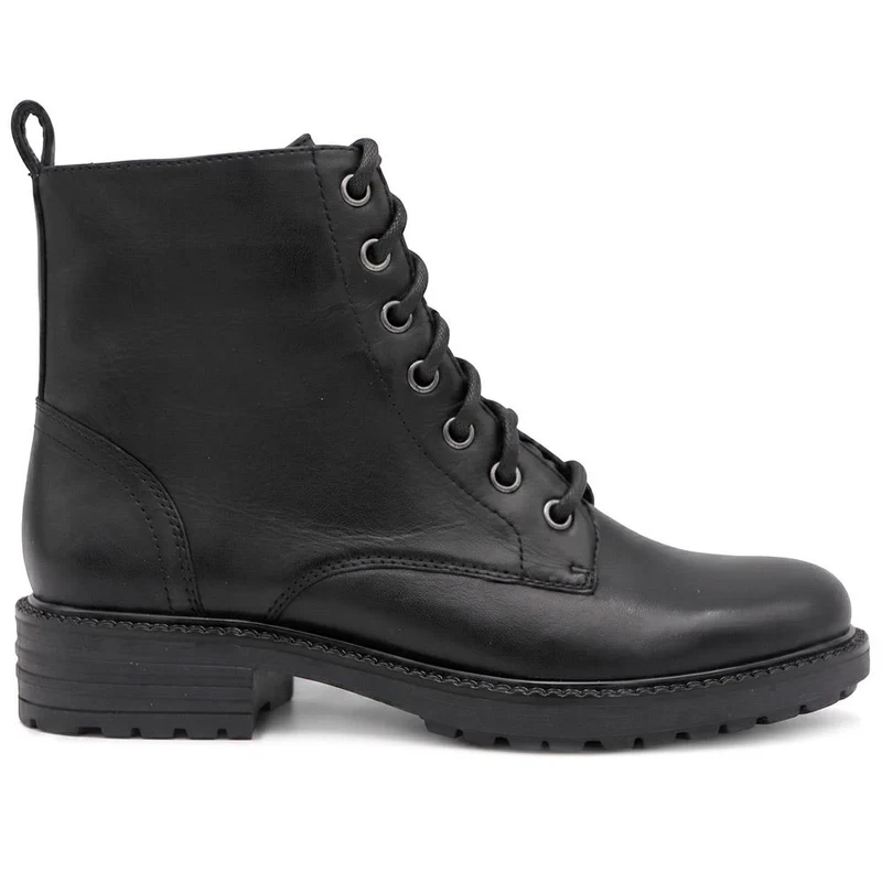 Leather Lace & Zip Ankle Boots - MINTL44007 / 330 079 - Black