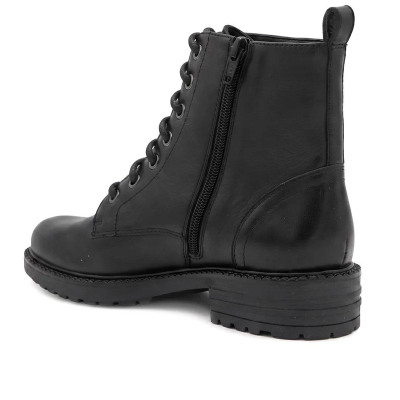 Leather Lace & Zip Ankle Boots - MINTL44007 / 330 079 - Black