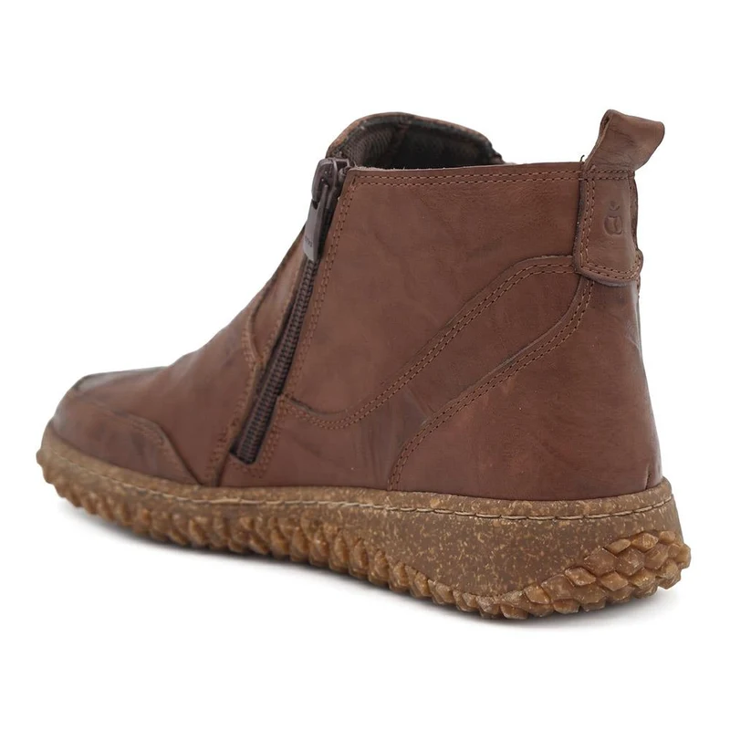 Loretta Leather Zip Fasten Ankle Boots - HAK44001 / 330 092 - Dark Tan