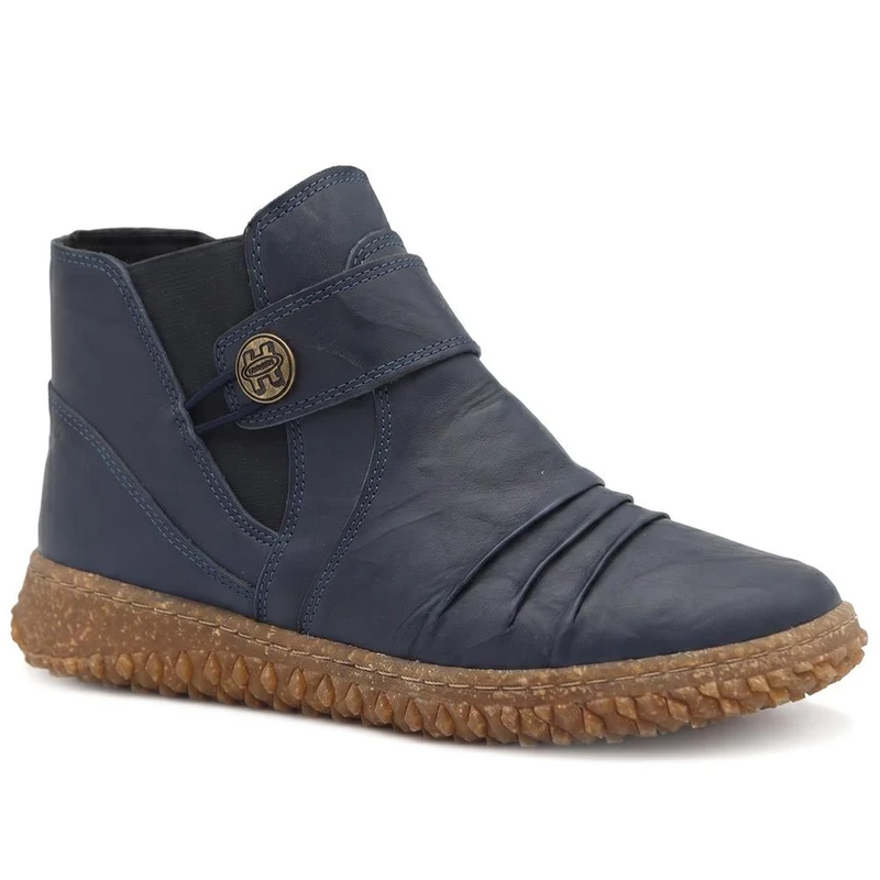 Loretta Leather Button Fasten Ankle Boots - HAK44002 / 330 093