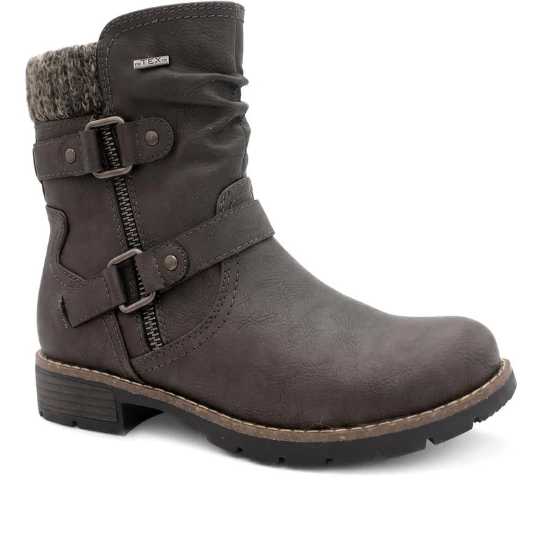 Warm Lined Zip Up Ankle Boots - WBINS44055 / 329 713