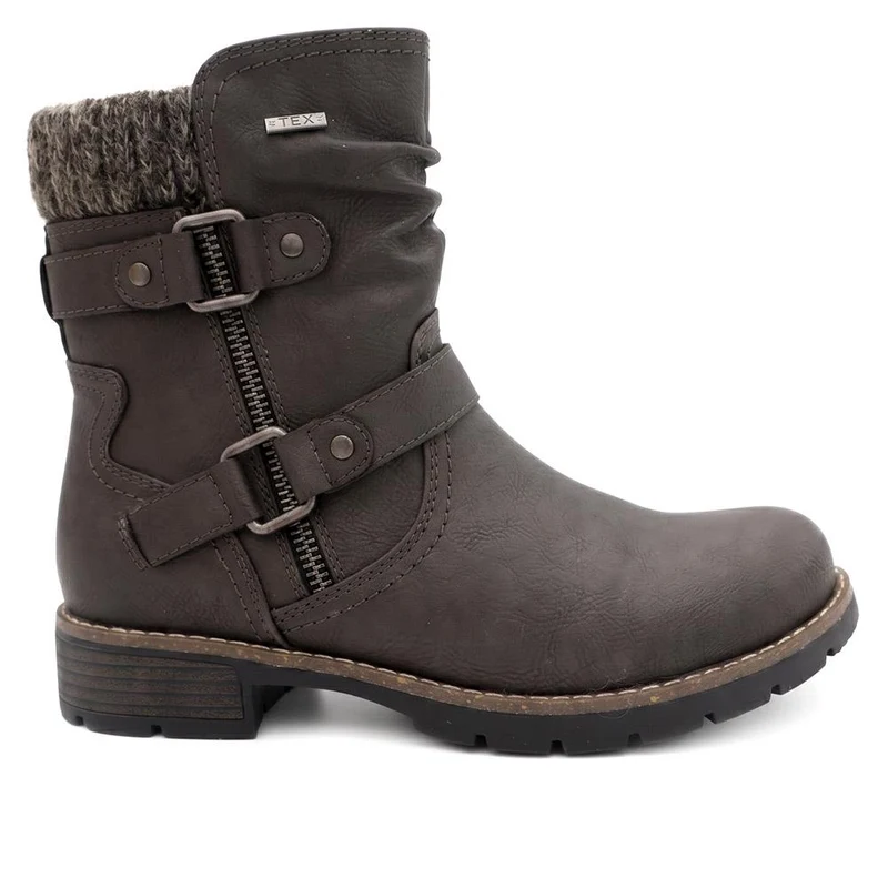 Warm Lined Zip Up Ankle Boots - WBINS44055 / 329 713 - Grey