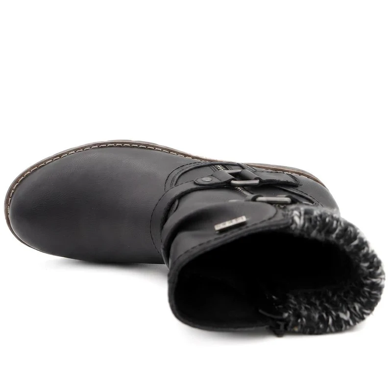 Warm Lined Zip Up Ankle Boots - WBINS44055 / 329 713 - Black