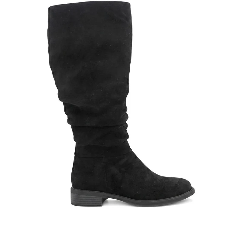 Flat Heeled Slouched Calf Length Boots - WBINS44091 / 329 806 - Black