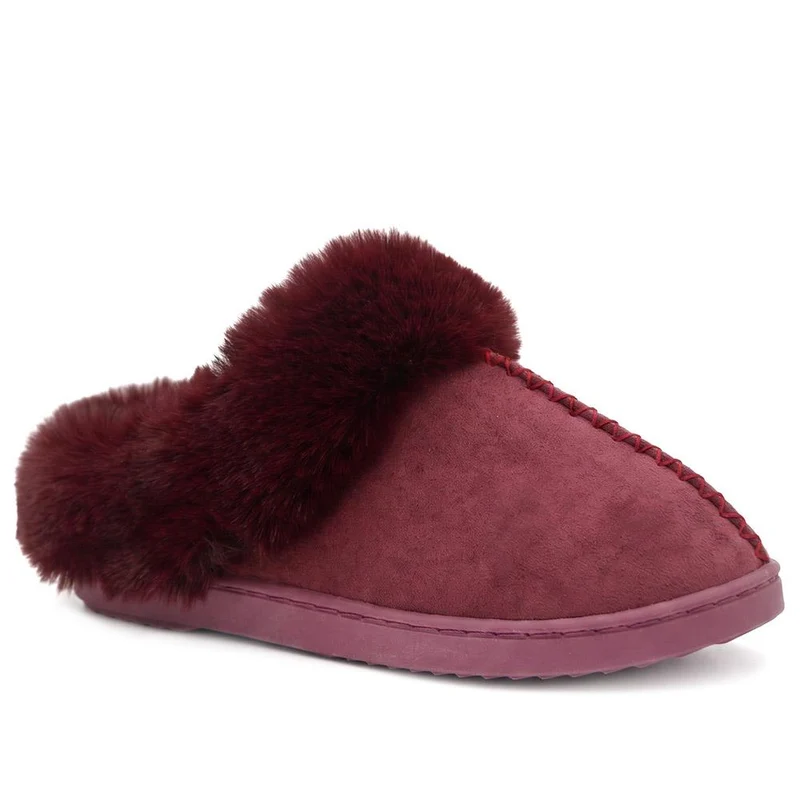 Luxury Faux Fur Lined Mule Slippers - GALOP44003 / 330 002 - Rasberry