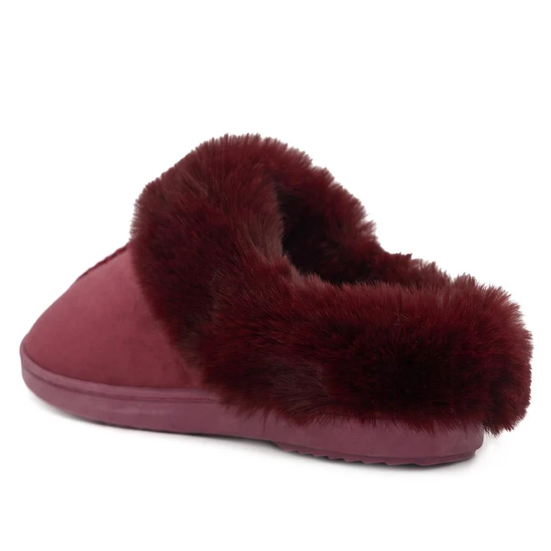 Luxury Faux Fur Lined Mule Slippers - GALOP44003 / 330 002 - Rasberry