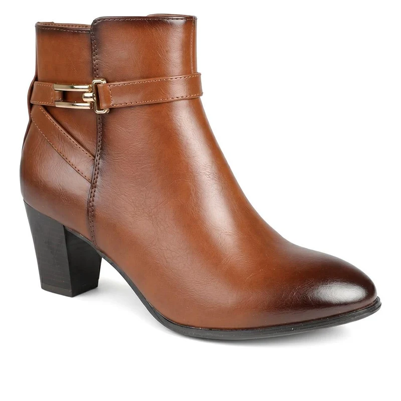 Smart Block Heel Ankle Boots With Buckle Detail - SANYI44002 / 330 000