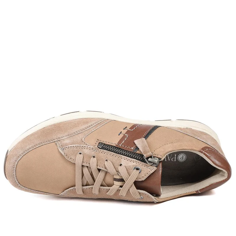Leather Wide-Fit Lace-Up Shoes - PARK41041 / 327 282 - Sand