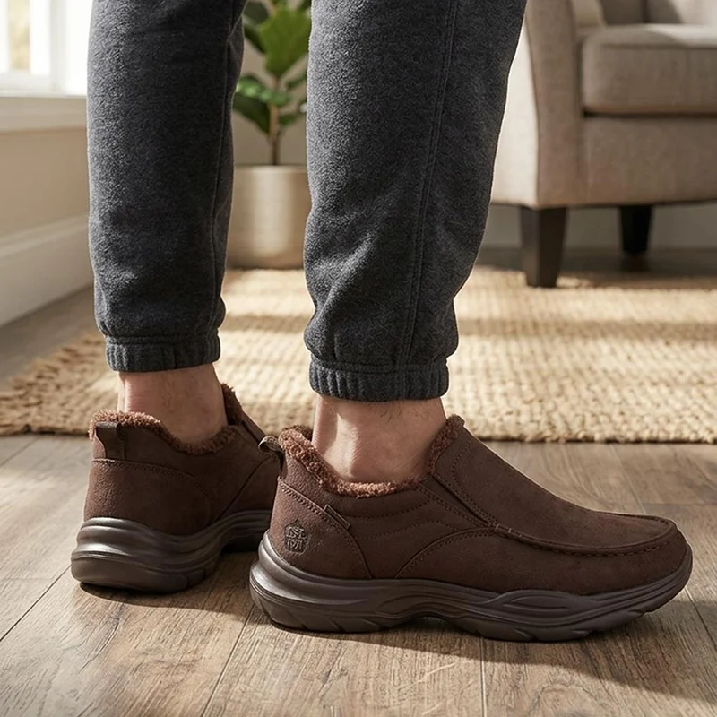 Easy Step In Wide Fit Faux Fur Lined Slippers - BOJIE44008 / 330 154 - Brown