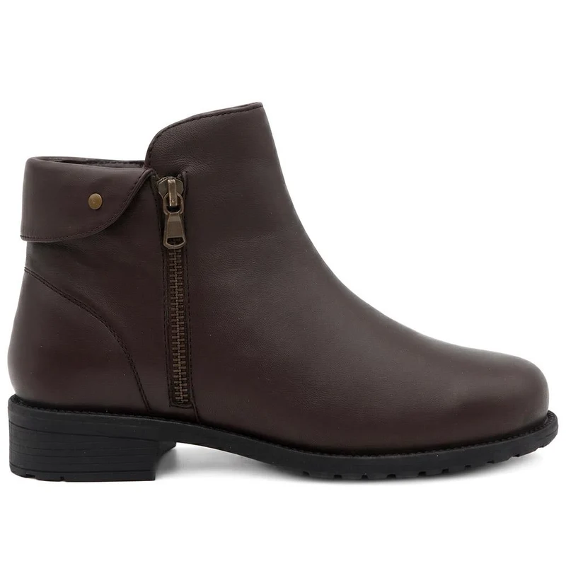 EasyFit Extra-Wide Leather Ankle Boots - WOLCOTT / 330 212 - Chocolate