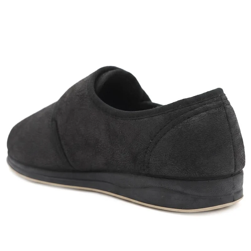 EasyFit Extra Wide Adjustable Fit Slippers - NICHOLAS / 330 323 - Black-Black