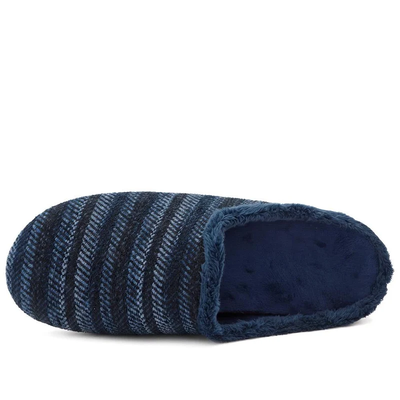 Warm Lined Luxury Mule Slippers - BONAD44009 / 330 306 - Navy Multi